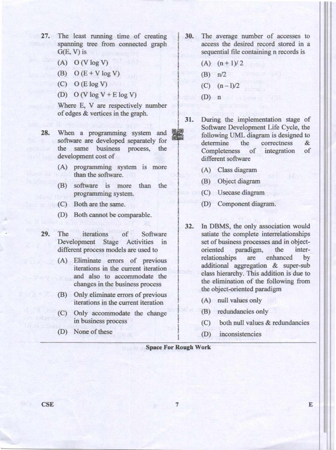Karnataka PGCET 2019 Computer Science and Engineering Question Paper - Page 7