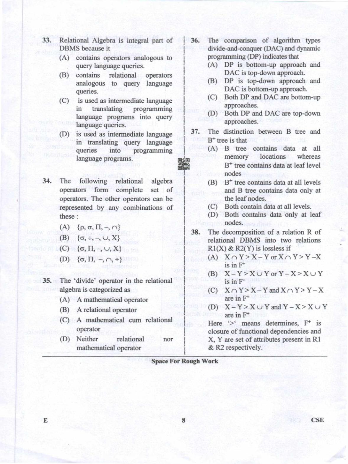 Karnataka PGCET 2019 Computer Science and Engineering Question Paper - Page 8