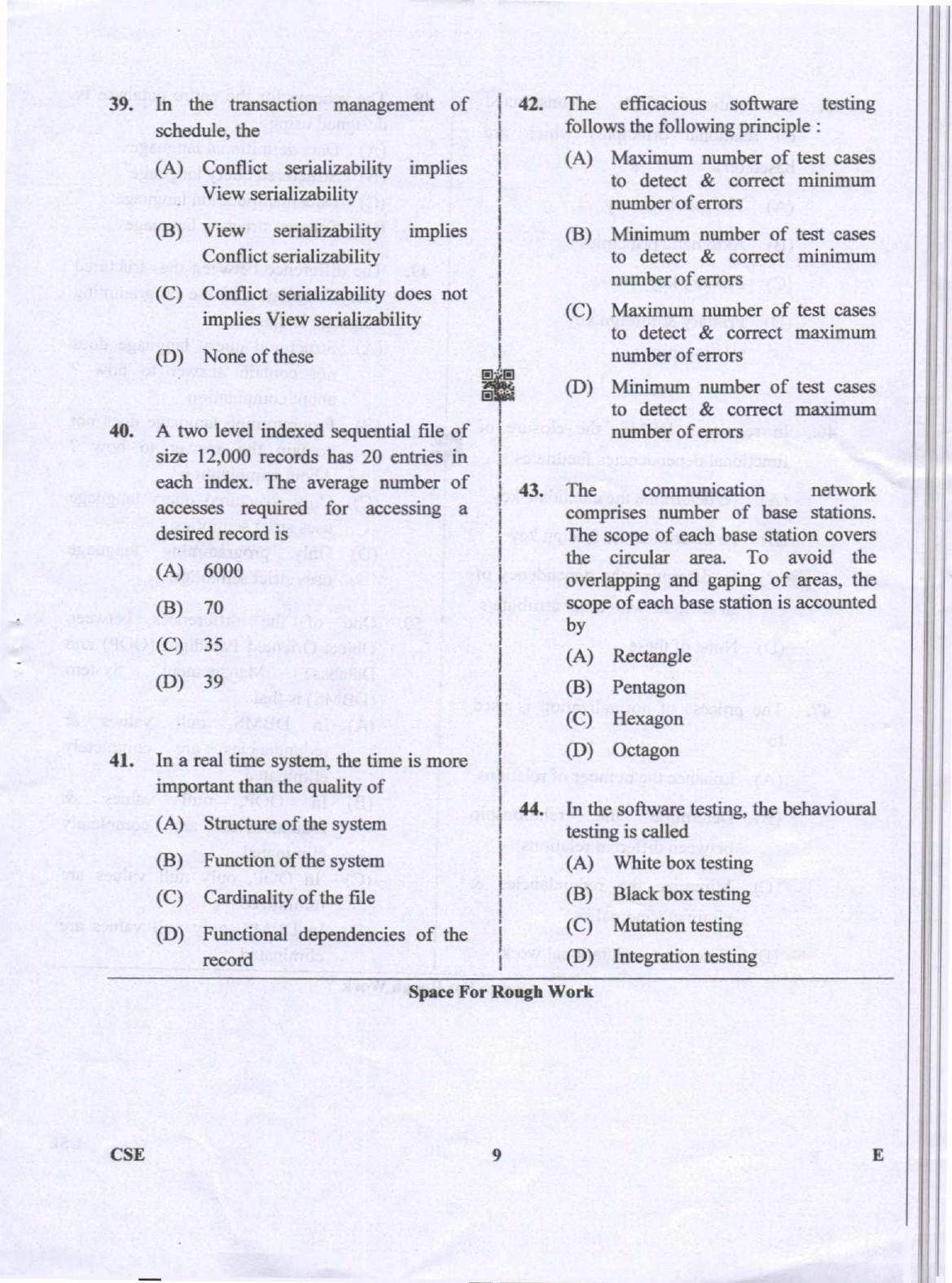 Karnataka PGCET 2019 Computer Science and Engineering Question Paper - Page 9