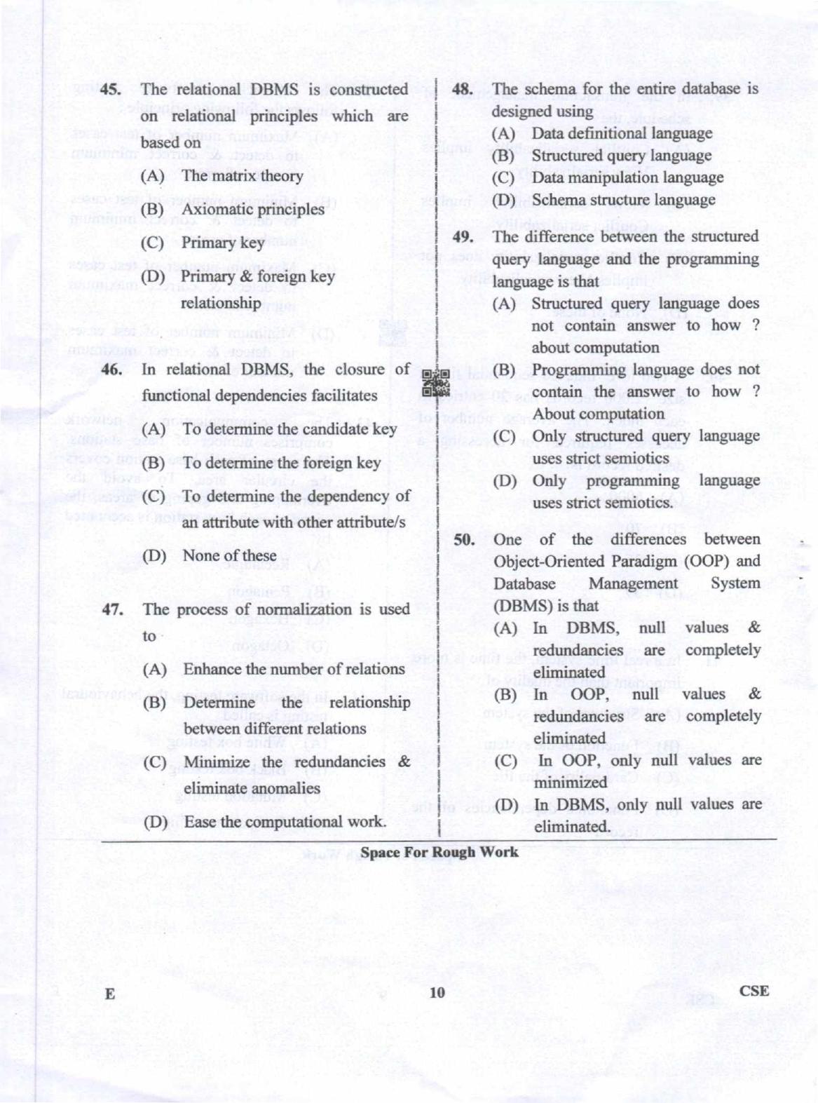 Karnataka PGCET 2019 Computer Science and Engineering Question Paper - Page 10