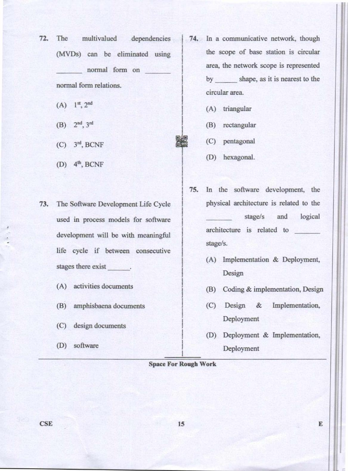 Karnataka PGCET 2019 Computer Science and Engineering Question Paper - Page 15