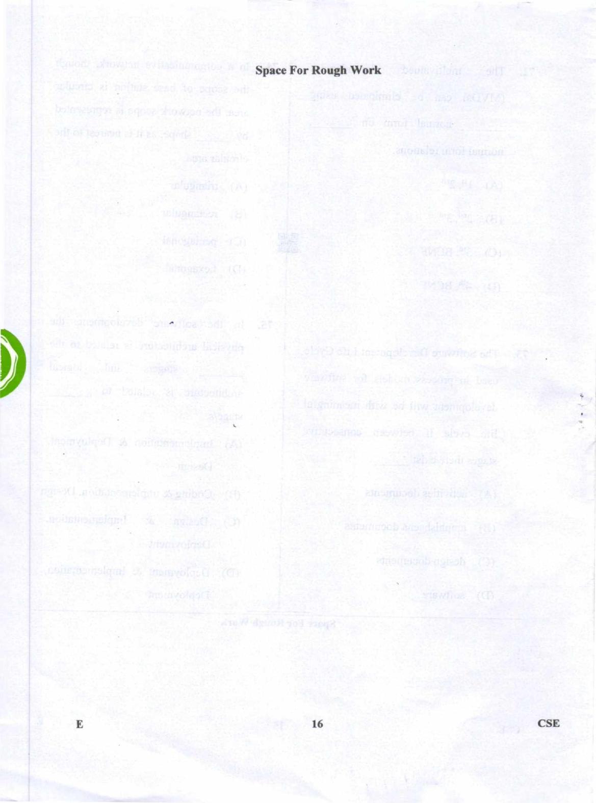 Karnataka PGCET 2019 Computer Science and Engineering Question Paper - Page 16