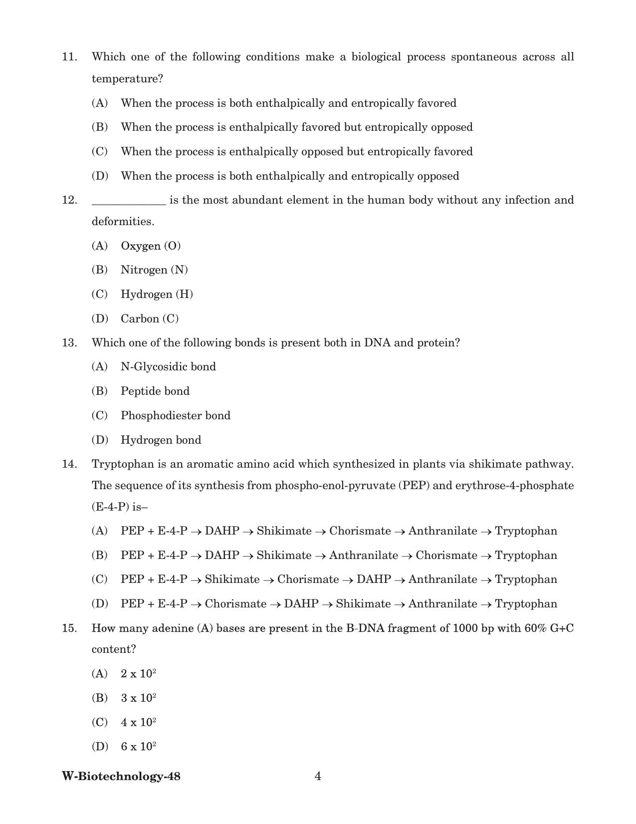 Odisha CPET 2022 BIOTECHNOLOGY Question Paper - Page 4