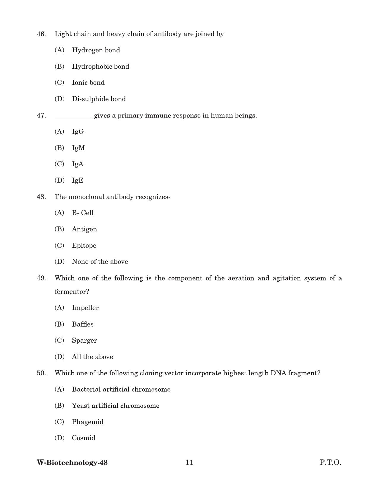 Odisha CPET 2022 BIOTECHNOLOGY Question Paper - Page 11