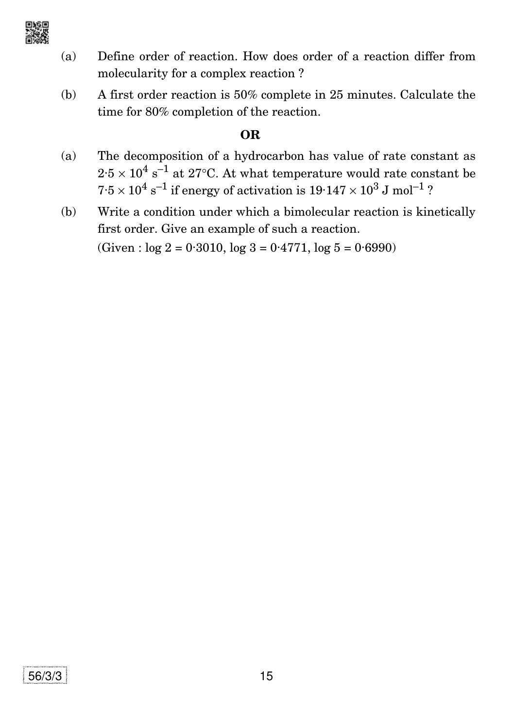CBSE Class 12 56-3-3 Chemistry 2019 Question Paper - Page 15