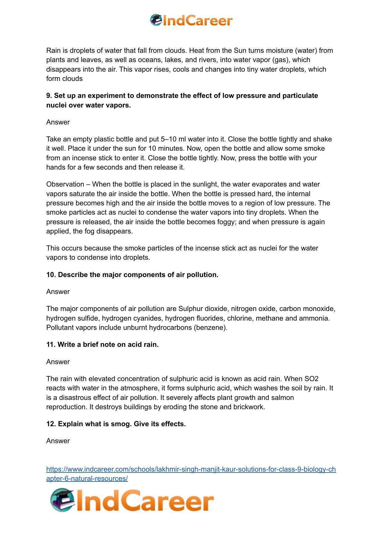Lakhmir Singh Manjit Kaur Solutions for Class 9 Biology: Chapter 6- Natural Resources - Page 4