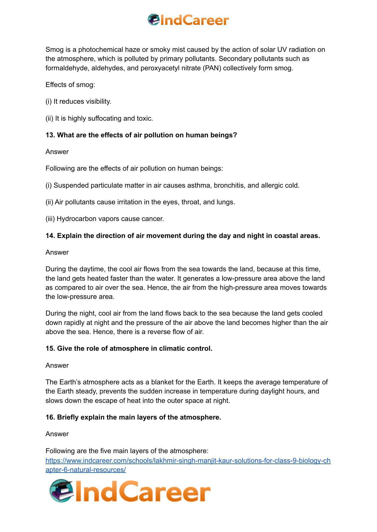 Lakhmir Singh Manjit Kaur Solutions for Class 9 Biology: Chapter 6- Natural Resources - Page 5