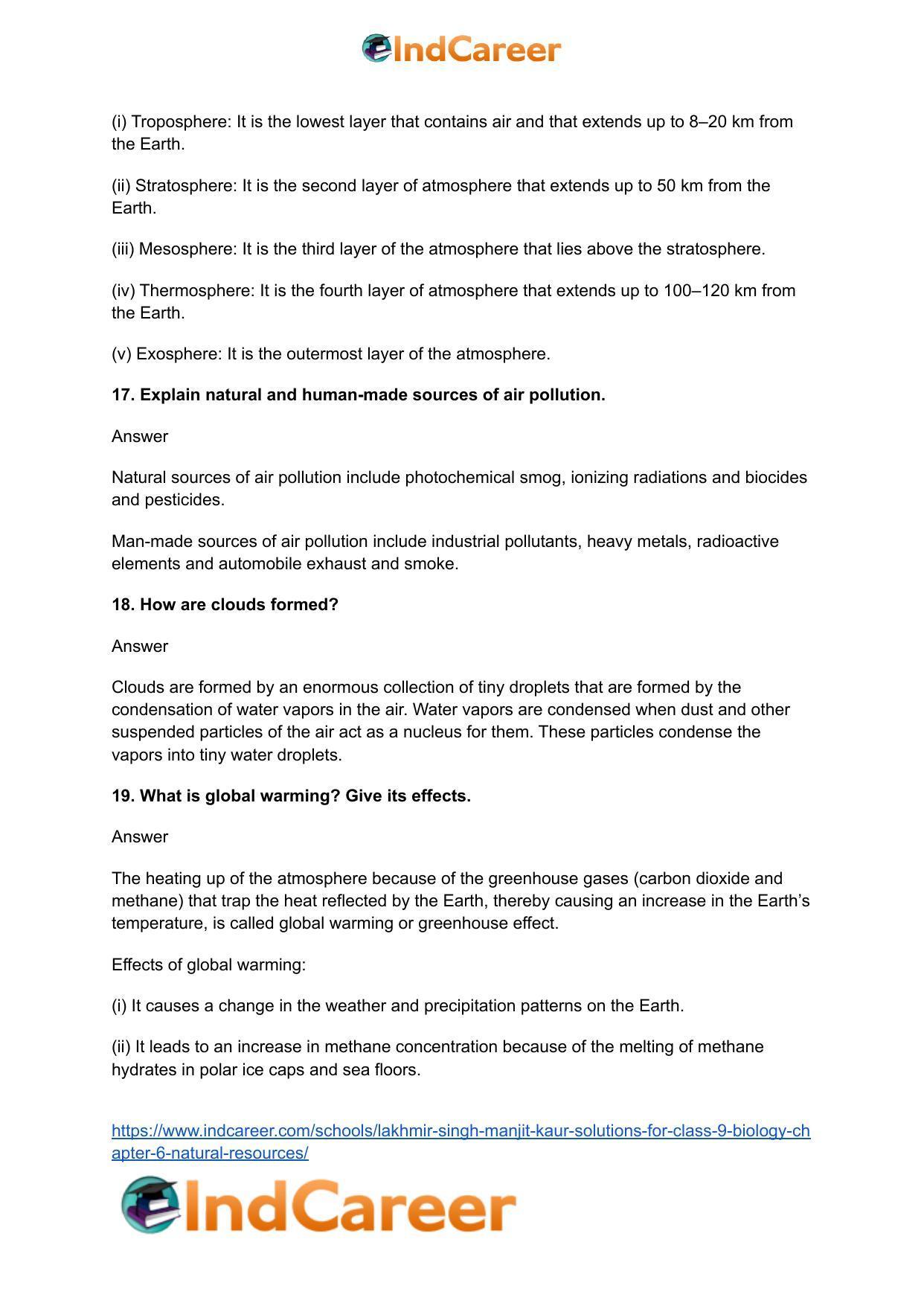 Lakhmir Singh Manjit Kaur Solutions for Class 9 Biology: Chapter 6- Natural Resources - Page 6