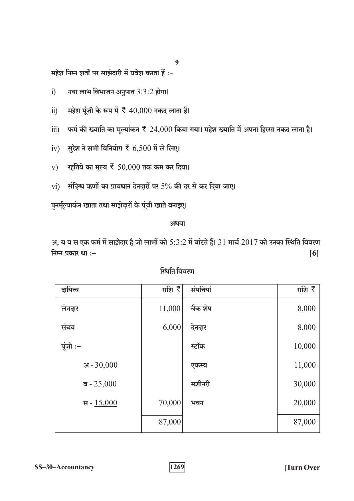 Class 12 2018 Accountancy Supplementary RBSE Question Paper - Page 9