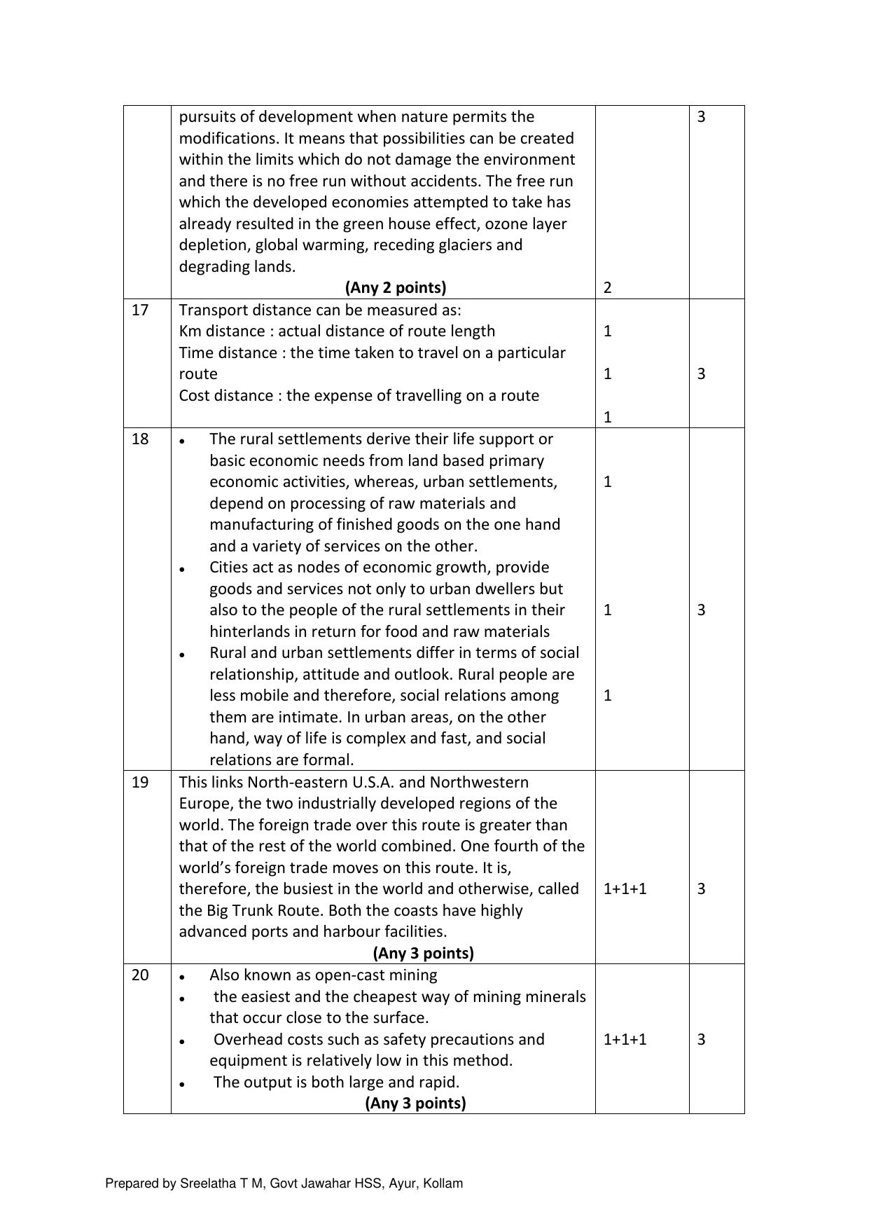 Kerala Plus Two 2023 Geography Model Answer key - Page 3