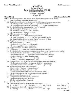 Bilaspur University Question Paper 2021-2022: B.COM Part-I (One) (10+2+3) FC:English Language Paper 1