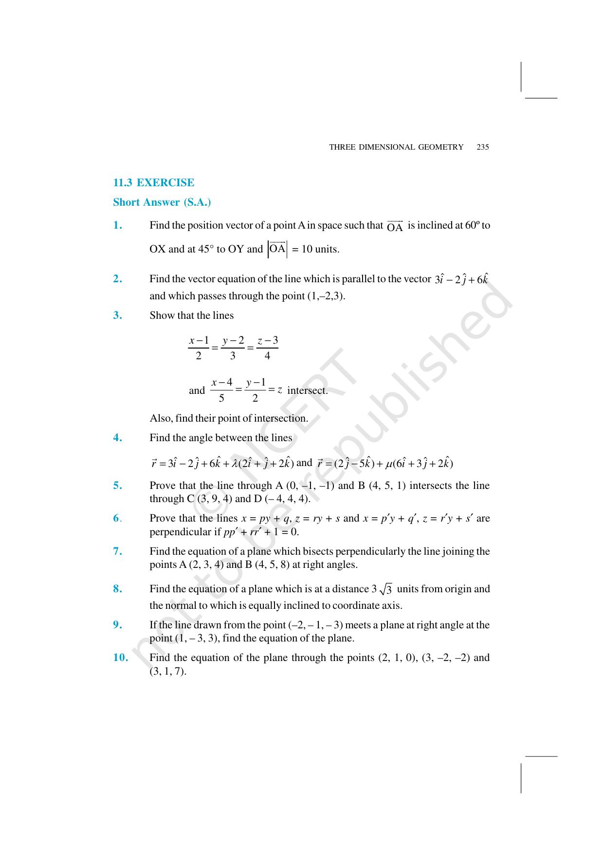 NCERT Exemplar Class 12: Mathematics Unit 11 (Three-Dimensional Geometry) - Page 16