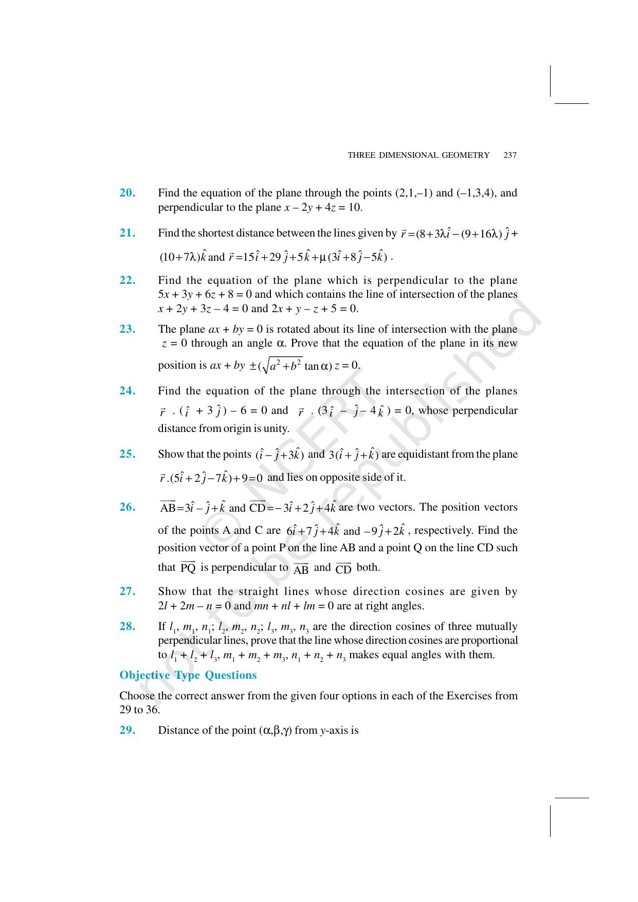 NCERT Exemplar Class 12: Mathematics Unit 11 (Three-Dimensional Geometry) - Page 18