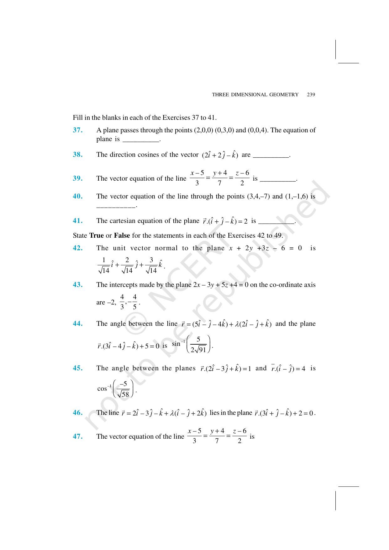 NCERT Exemplar Class 12: Mathematics Unit 11 (Three-Dimensional Geometry) - Page 20