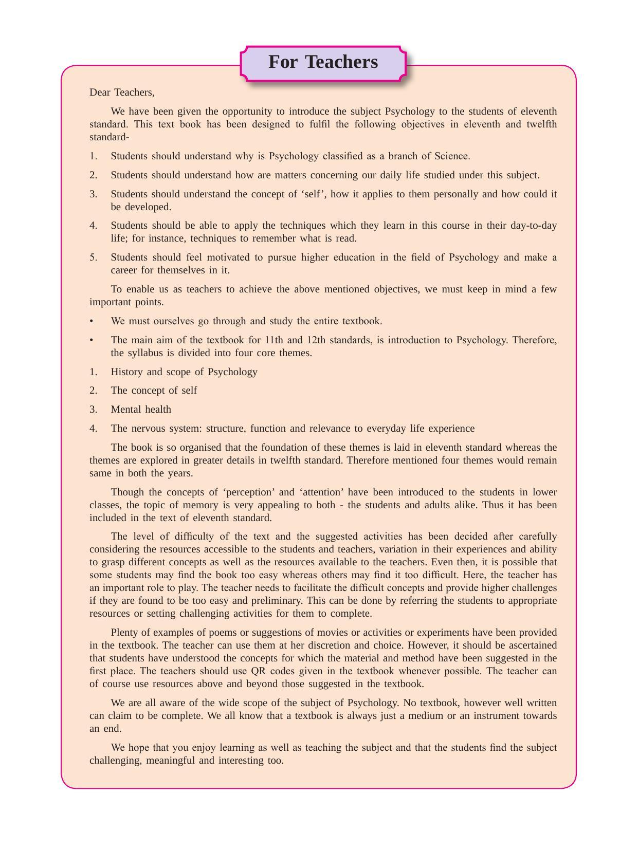 Maharashtra Board Class 11 Psychology Textbook - Page 9