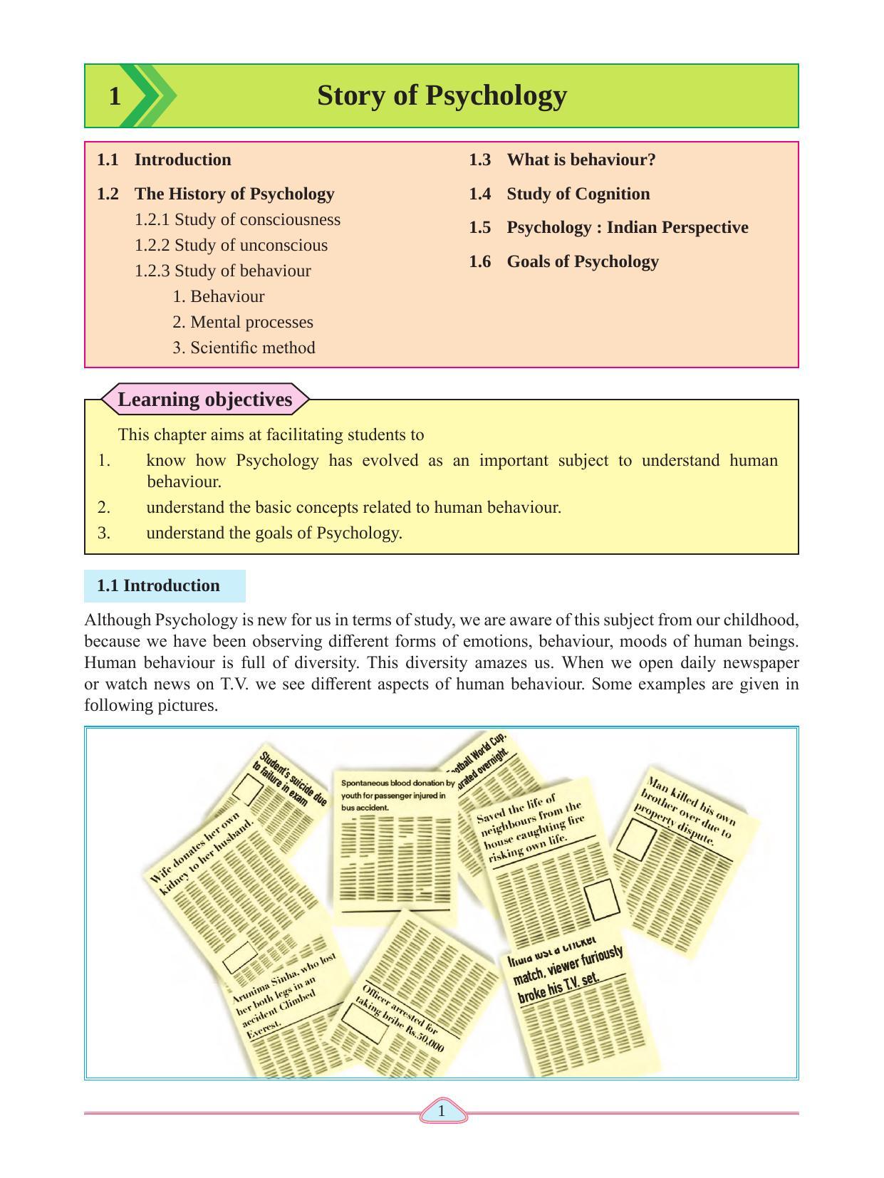 Maharashtra Board Class 11 Psychology Textbook - Page 11