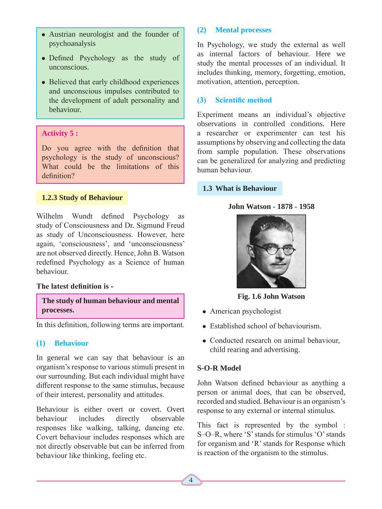 Maharashtra Board Class 11 Psychology Textbook - Page 14