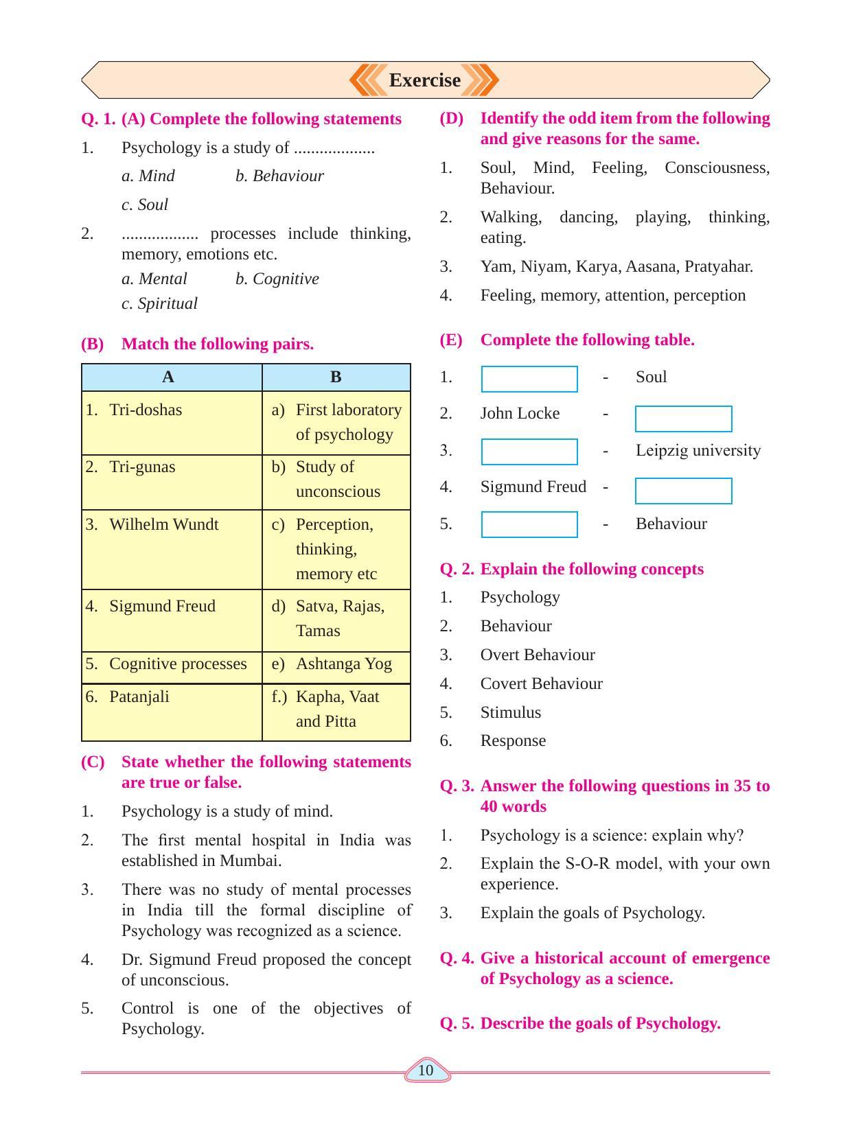 Maharashtra Board Class 11 Psychology Textbook - Page 20