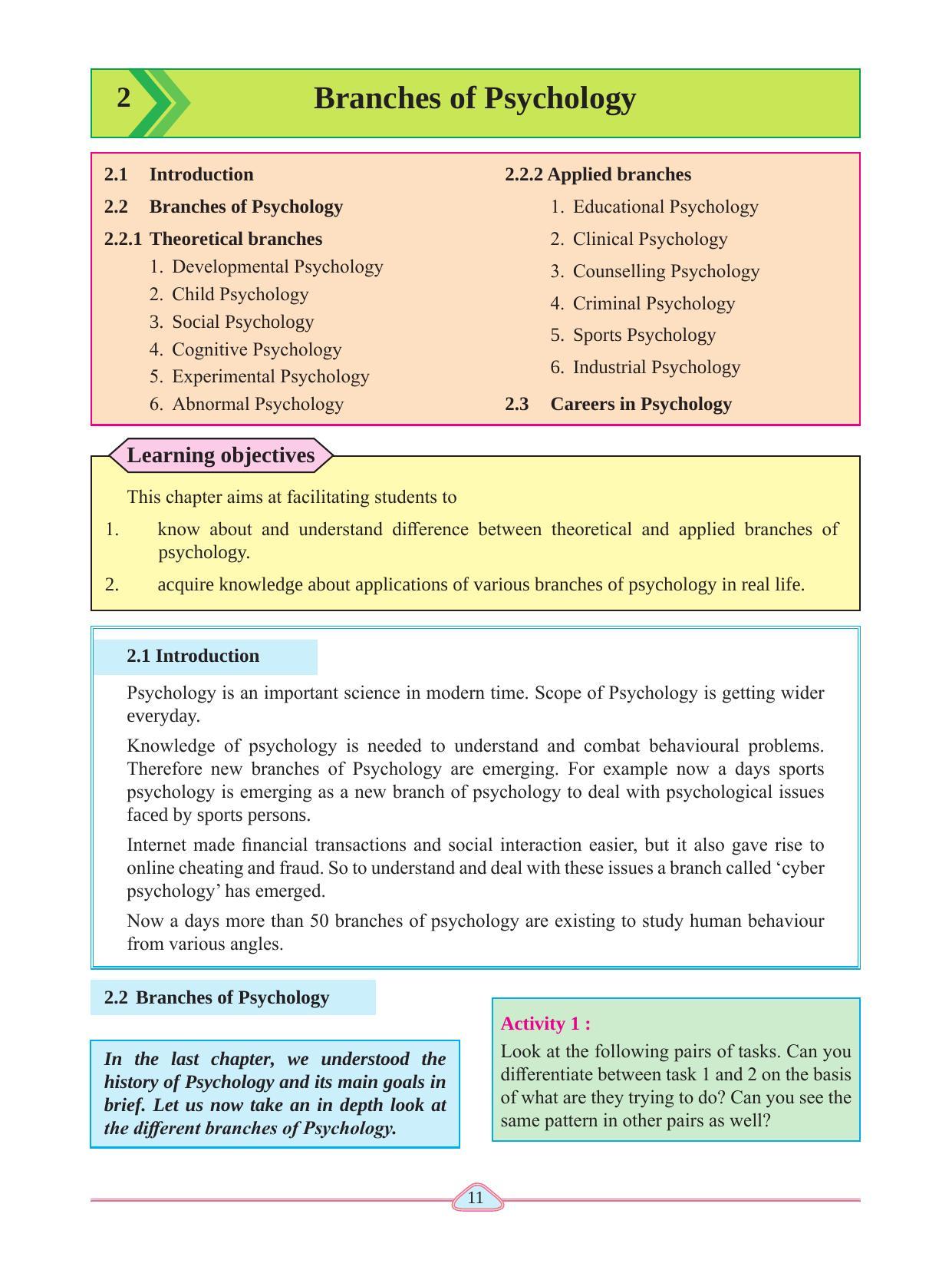 Maharashtra Board Class 11 Psychology Textbook - Page 21