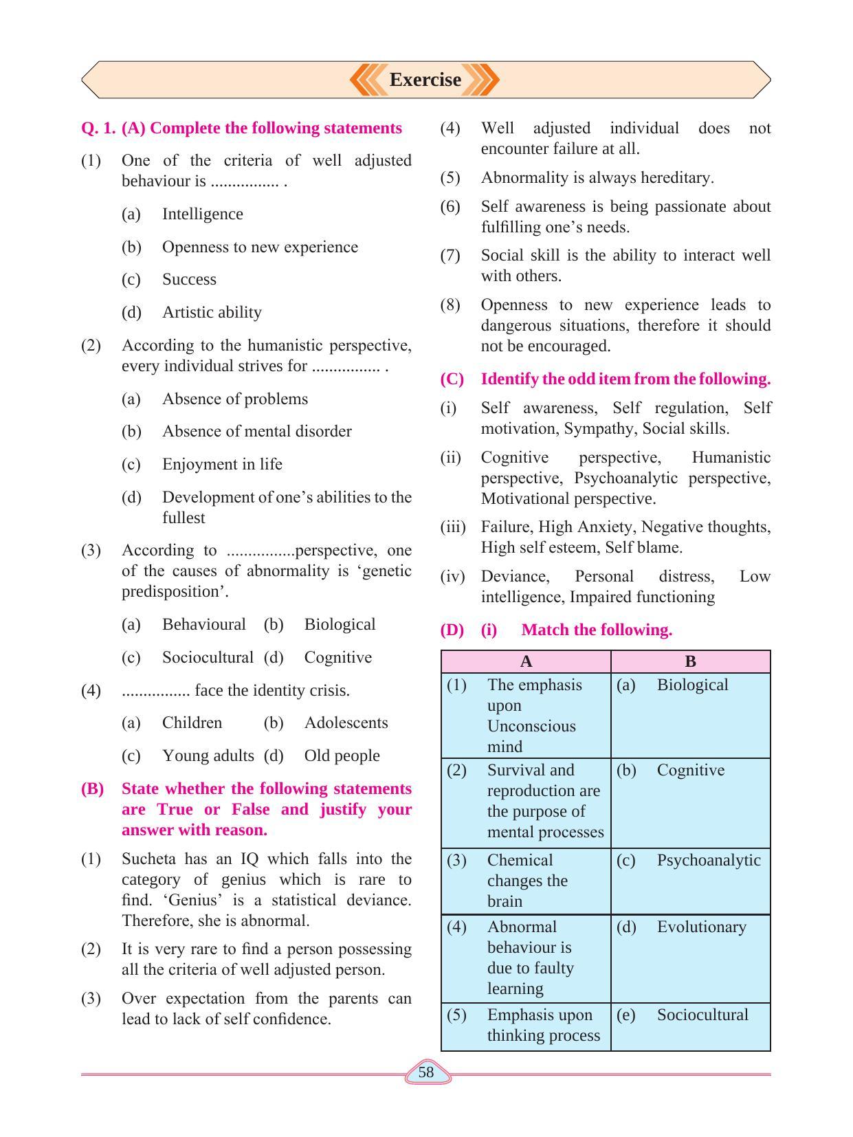 Maharashtra Board Class 11 Psychology Textbook - Page 68