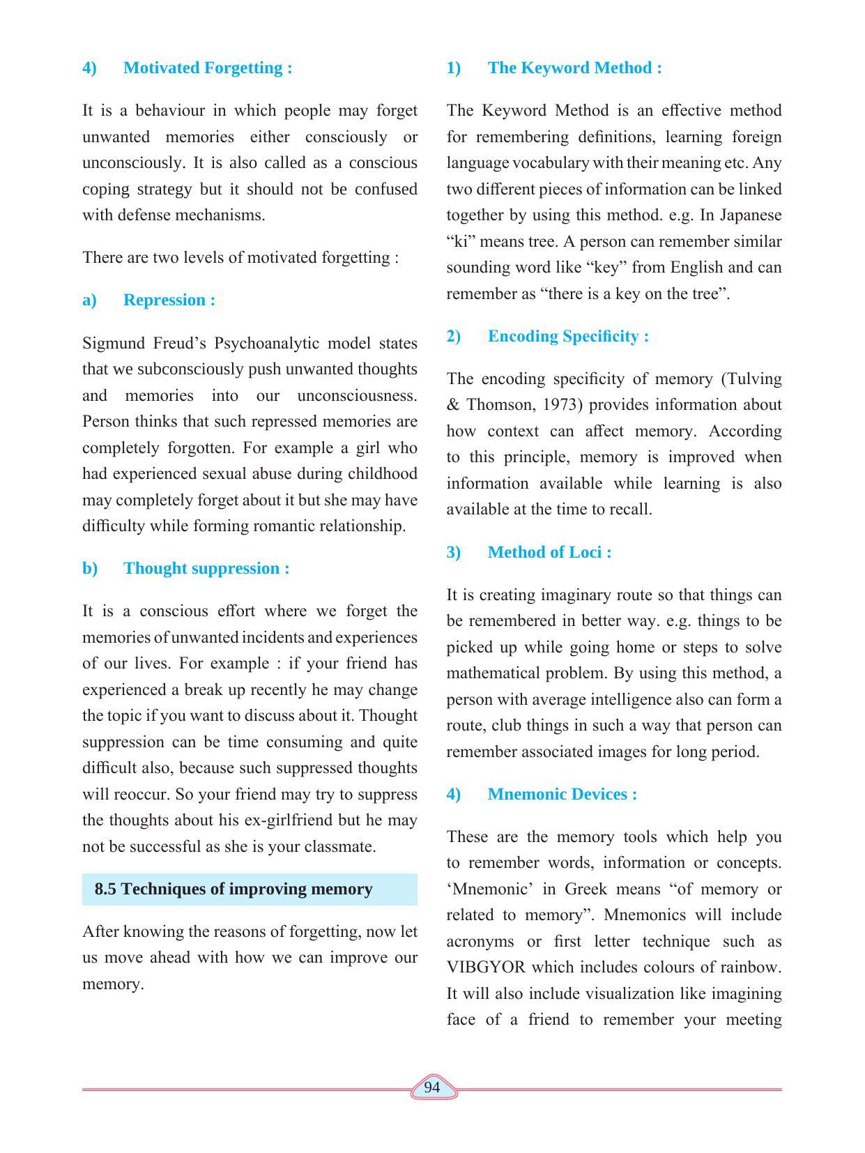 Maharashtra Board Class 11 Psychology Textbook - Page 104