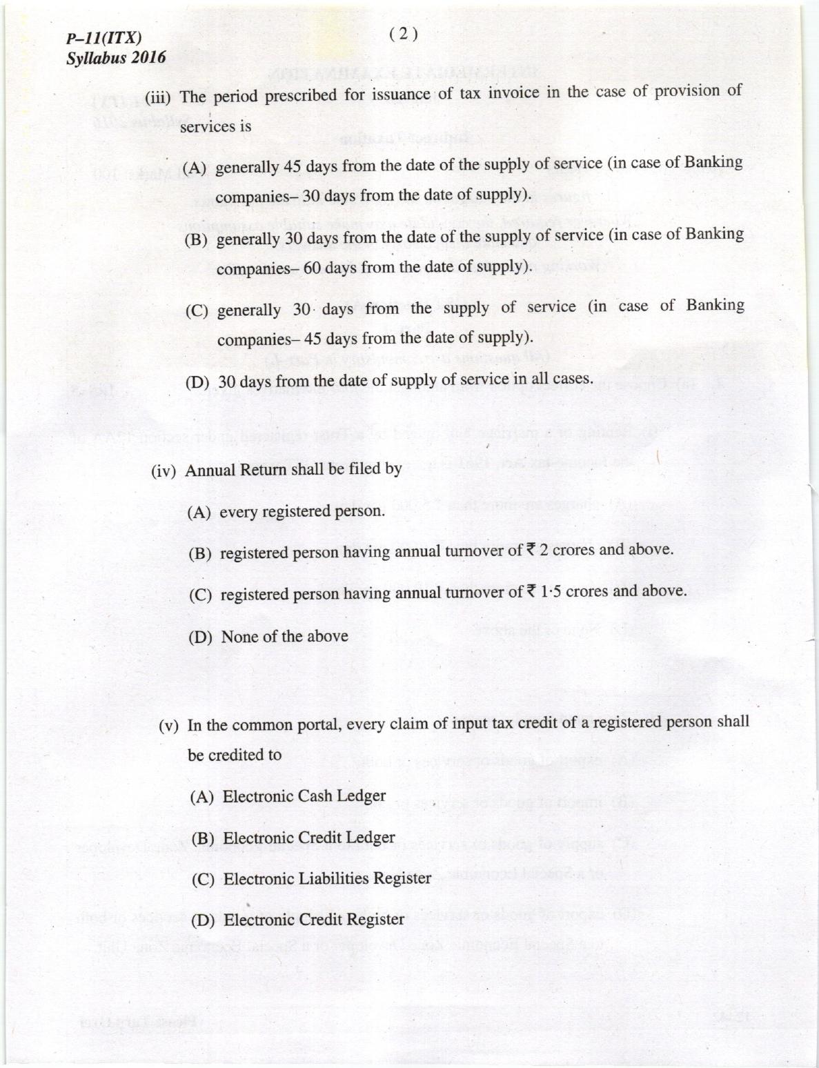 ICMAI June 2019 Indirect Taxation Question Paper - Page 2