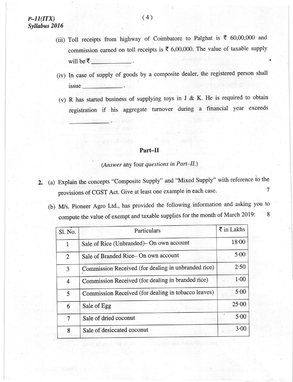 ICMAI June 2019 Indirect Taxation Question Paper - Page 4
