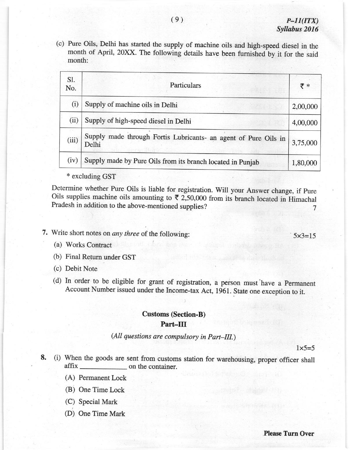 ICMAI June 2019 Indirect Taxation Question Paper - Page 9