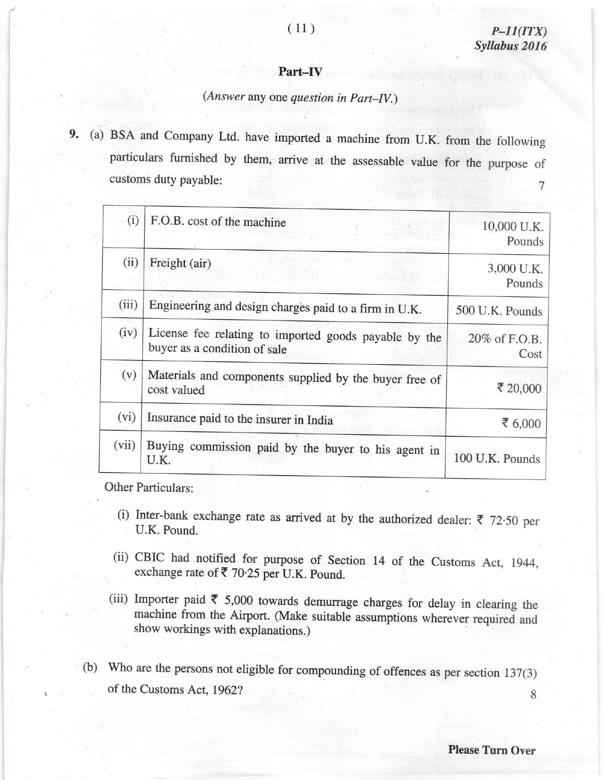 ICMAI June 2019 Indirect Taxation Question Paper - Page 11
