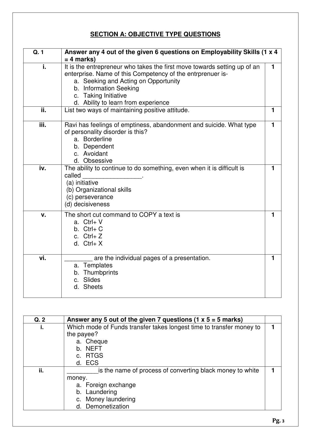 CBSE Class 12 Banking (Skill Education) Sample Papers 2023 - Page 3
