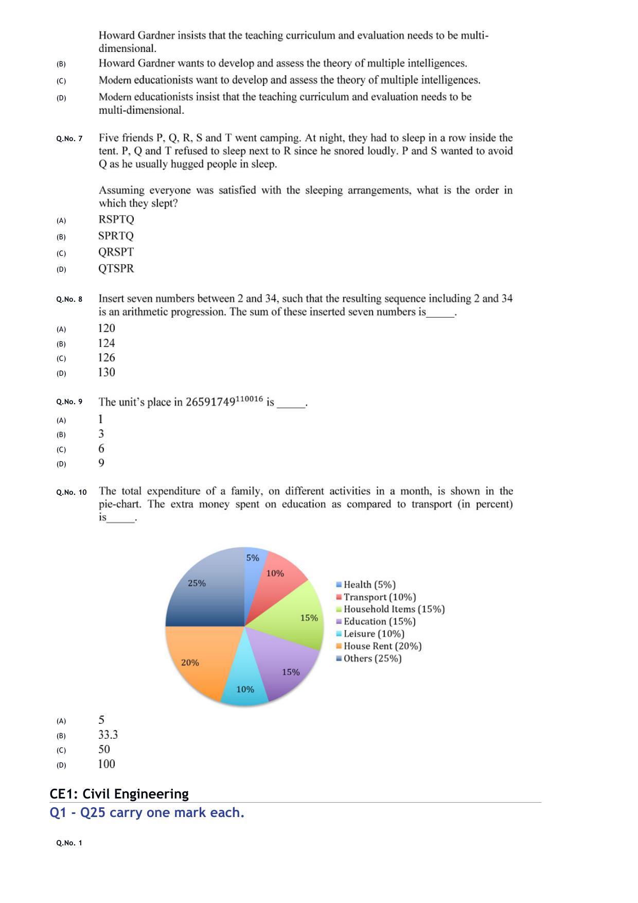GATE 2020 Civil Engineering (CE) Question Paper - Page 3