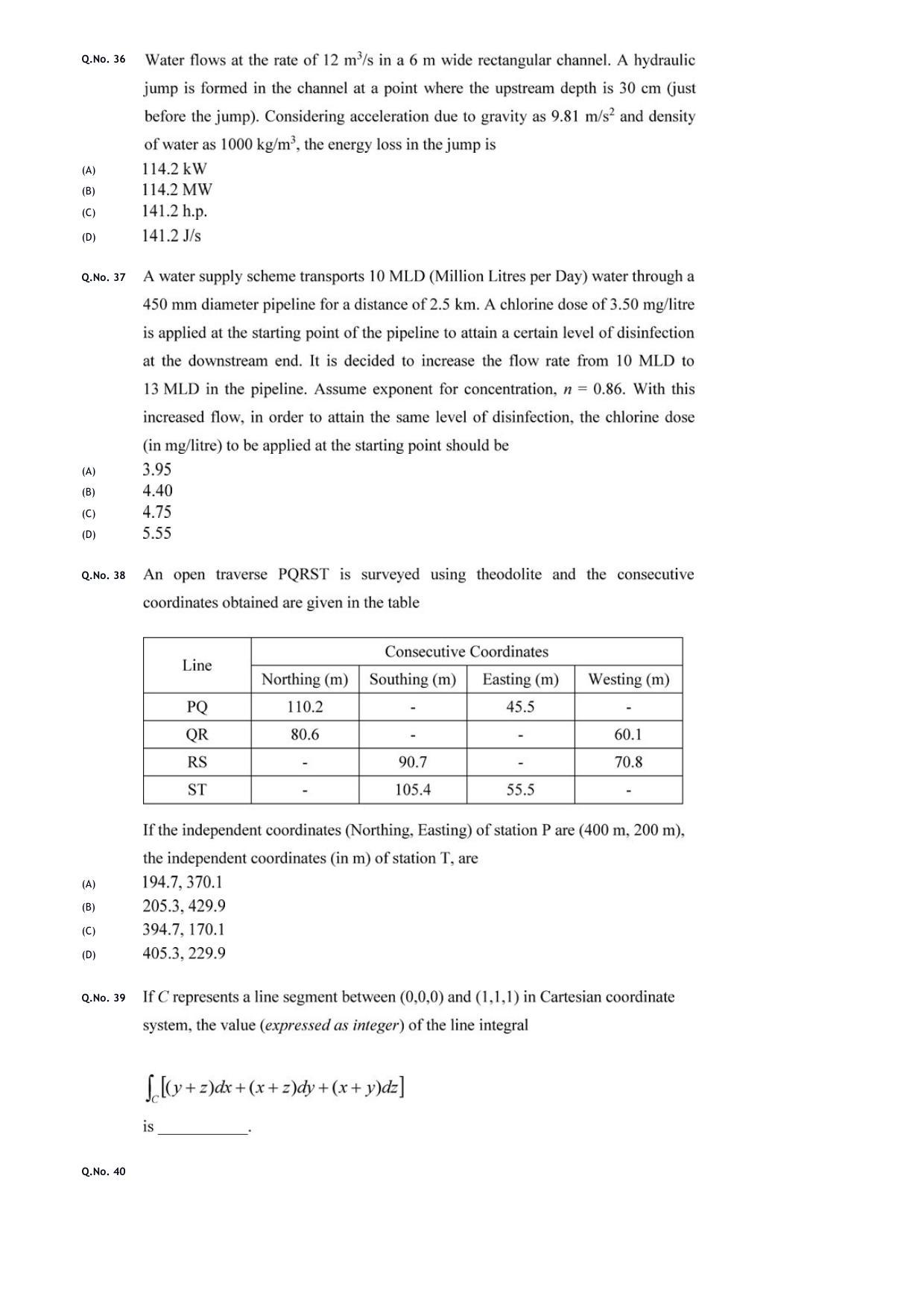 GATE 2020 Civil Engineering (CE) Question Paper - Page 13