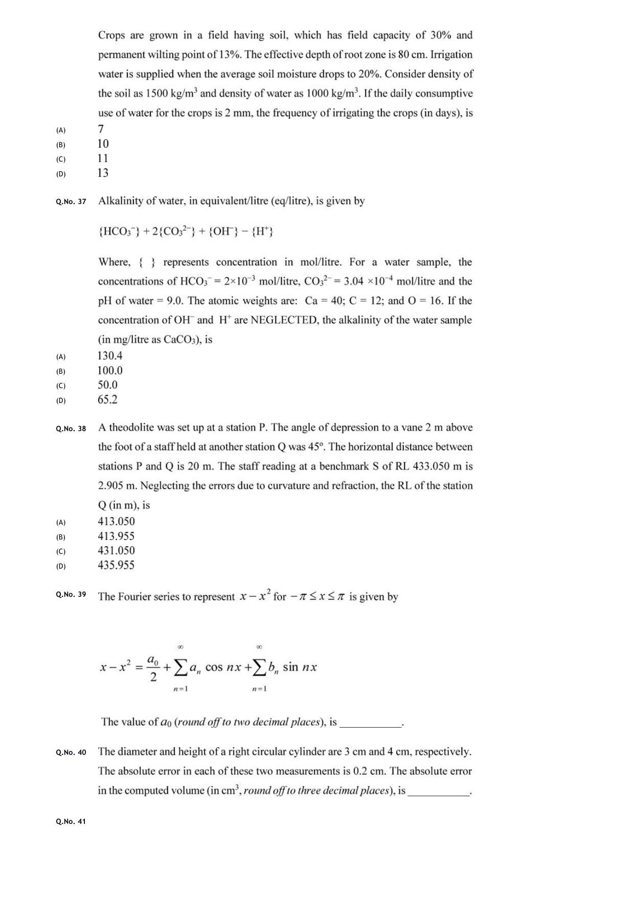 GATE 2020 Civil Engineering (CE) Question Paper - Page 34