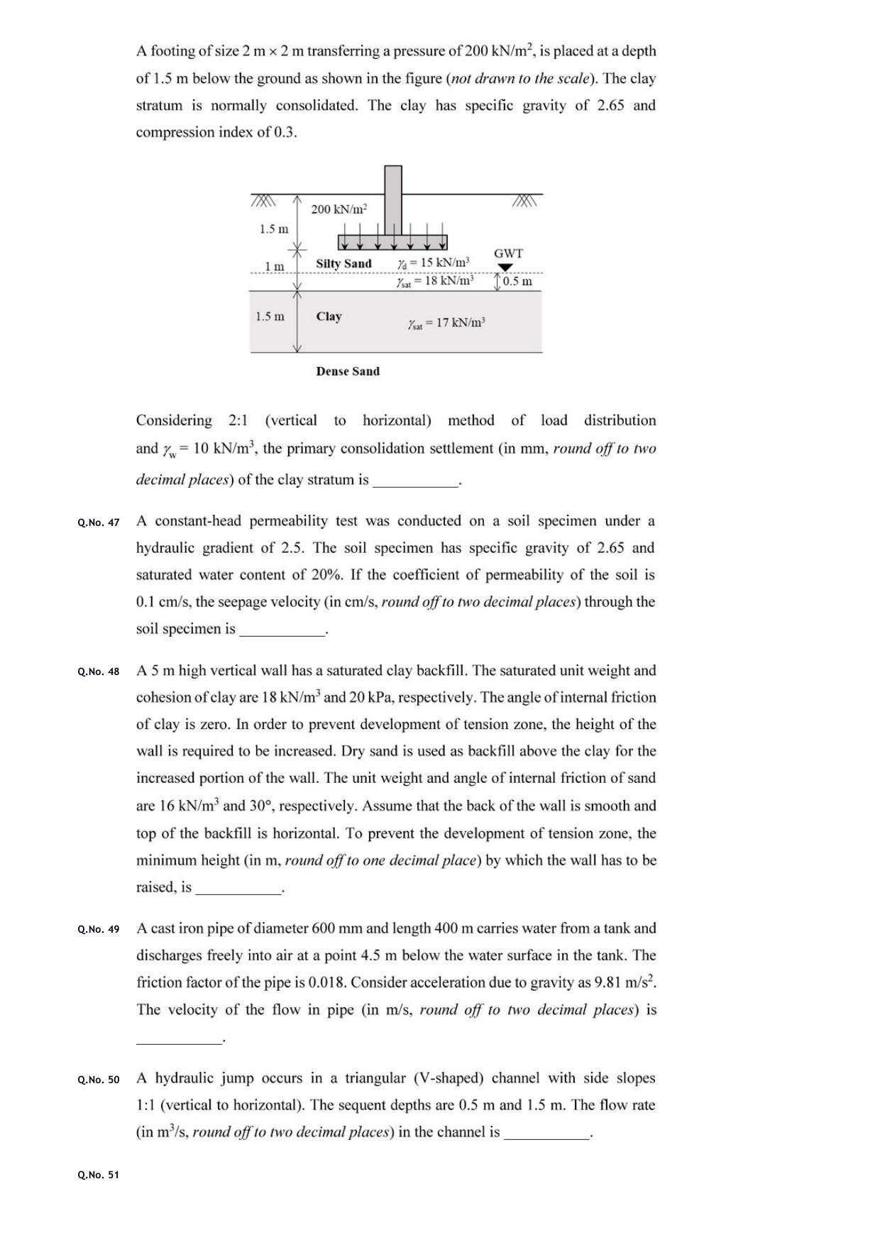 GATE 2020 Civil Engineering (CE) Question Paper - Page 37