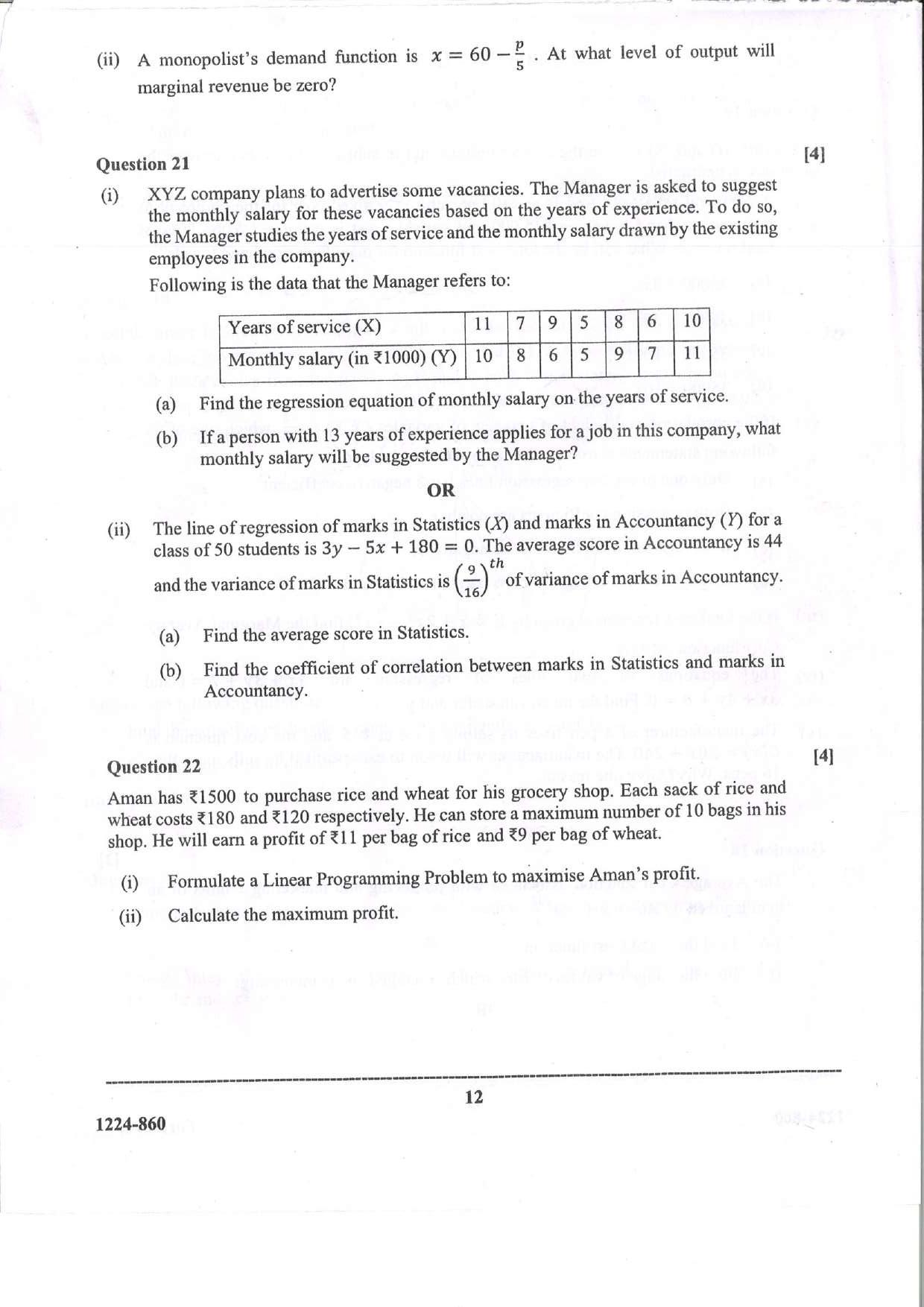 ISC Class 12 Maths 2024 Question Paper - Page 12