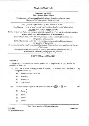 ISC Class 12 Maths 2024 Question Paper