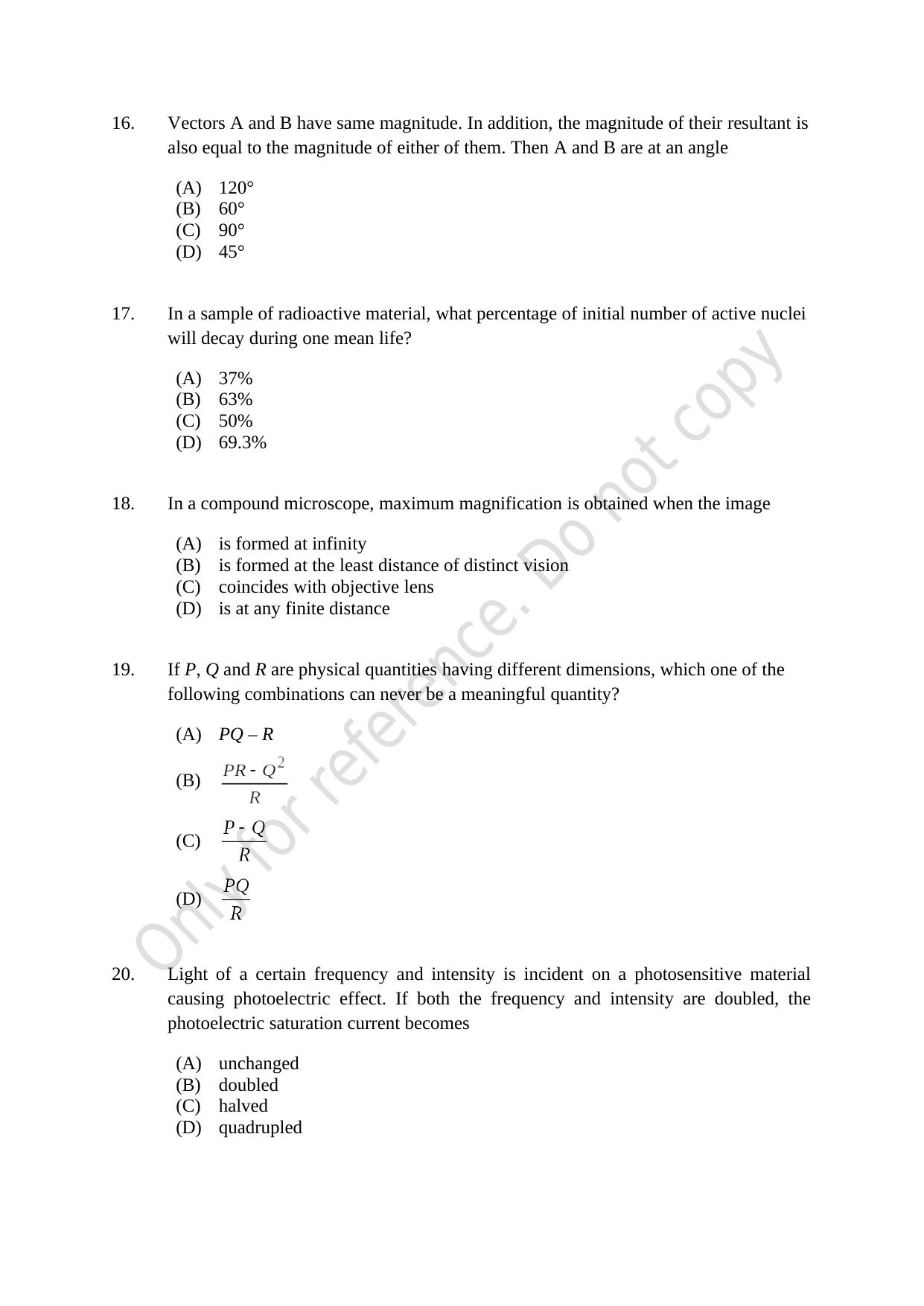 CUSAT CAT 2021 B.Tech Shift II Question Paper - Page 5