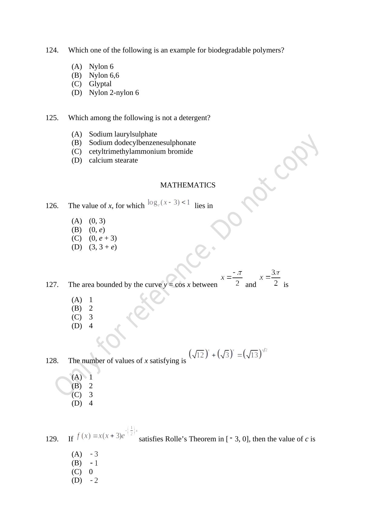 CUSAT CAT 2021 B.Tech Shift II Question Paper - Page 26