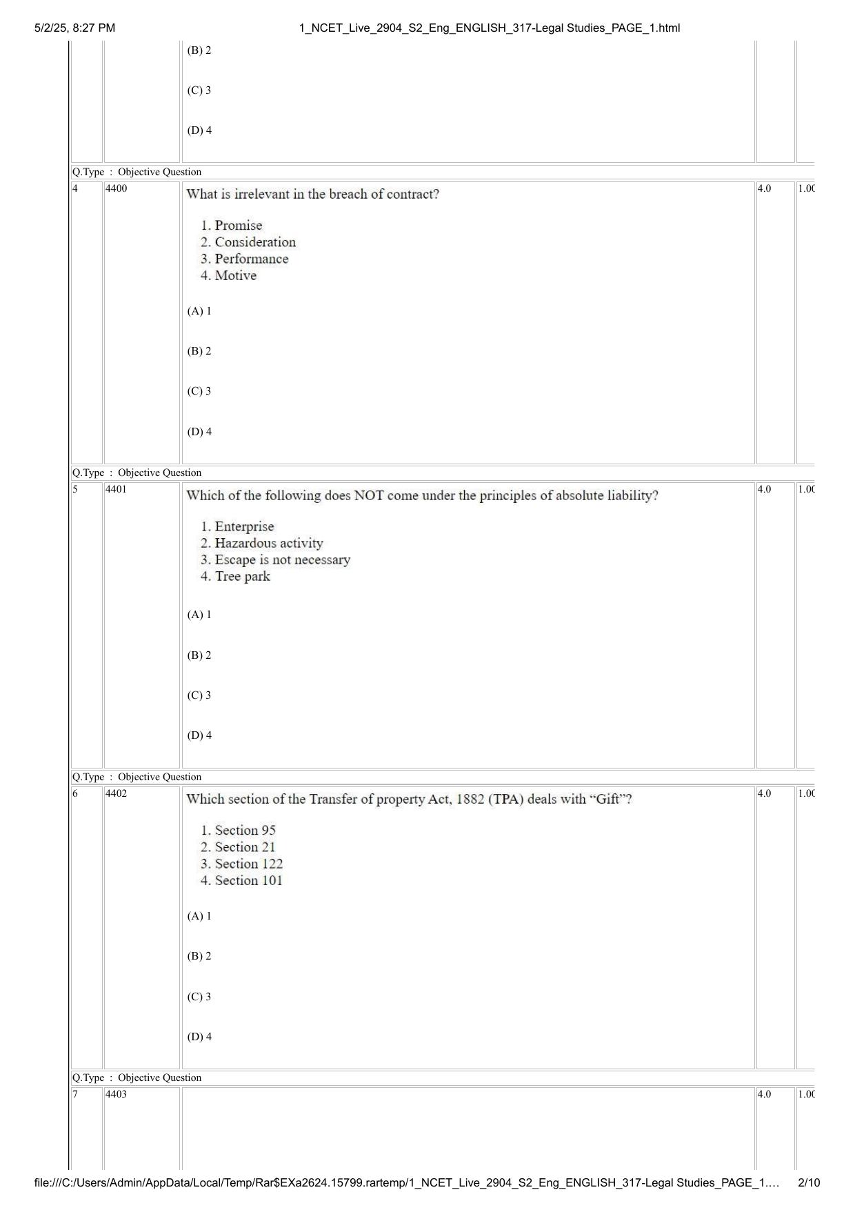 NCET 2025 Question Paper - Legal Studies - Page 2