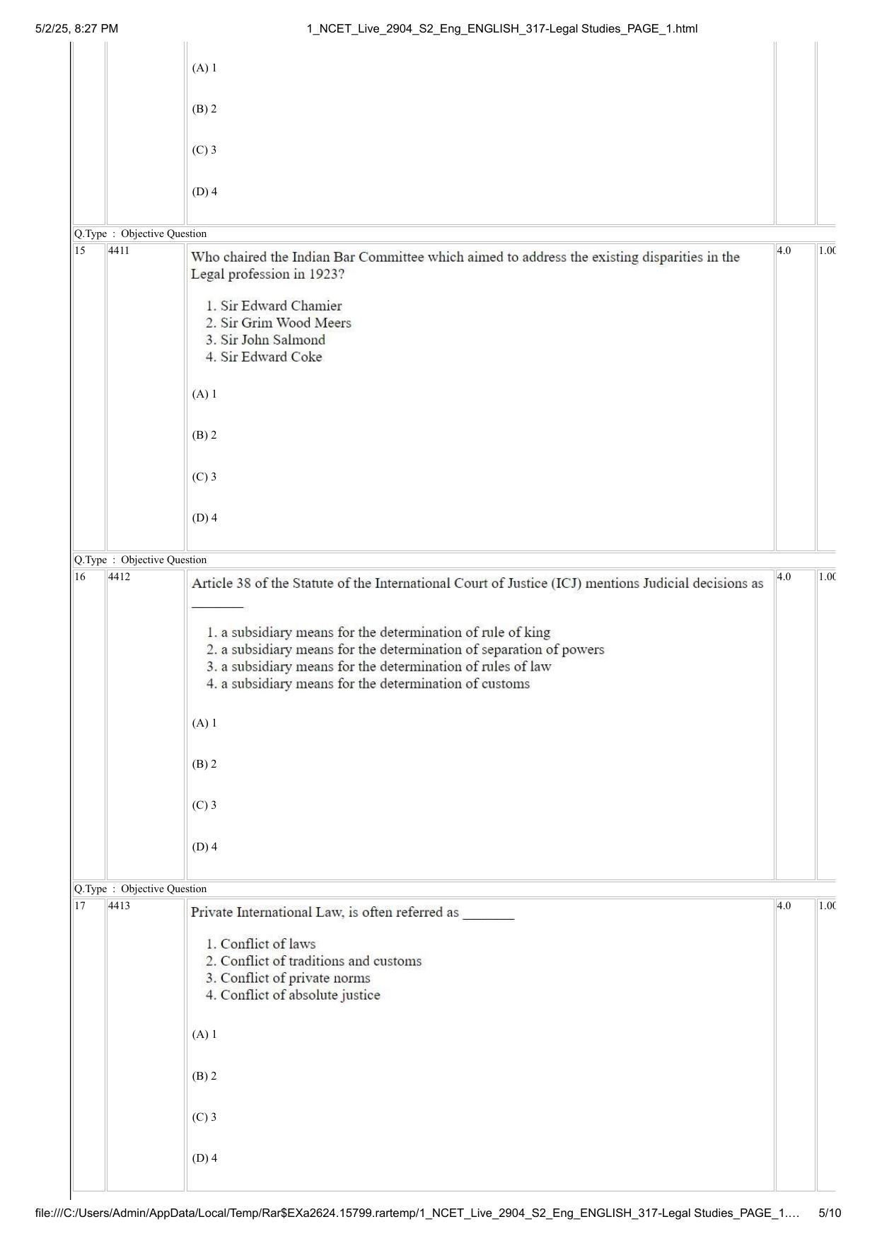 NCET 2025 Question Paper - Legal Studies - Page 5