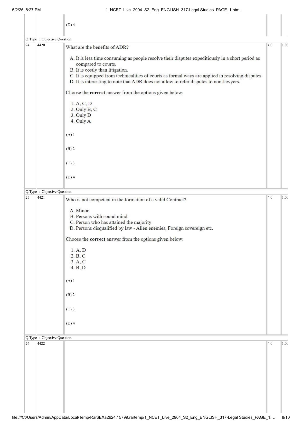 NCET 2025 Question Paper - Legal Studies - Page 8