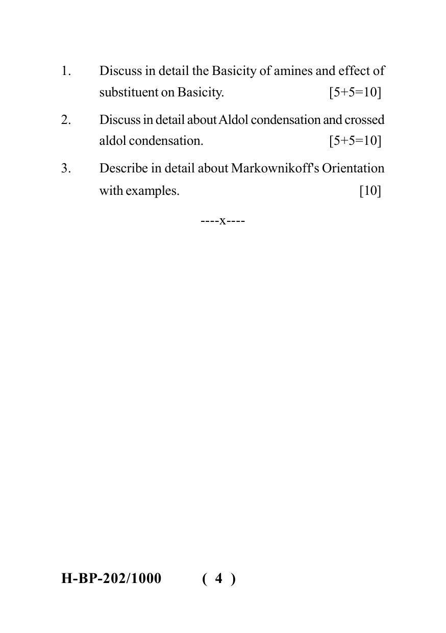 Sarguja University Question Paper July-2022 : Bachelor Of Pharmacy(Sem.-II) Pharmaceutical Organic Chemistry-I Paper 1 - Page 4
