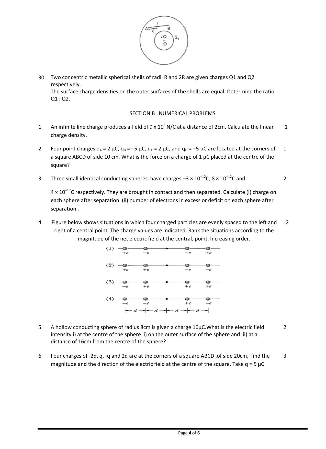 CBSE Worksheets for Class 12 Physics Electric Charges and Fields - Page 4