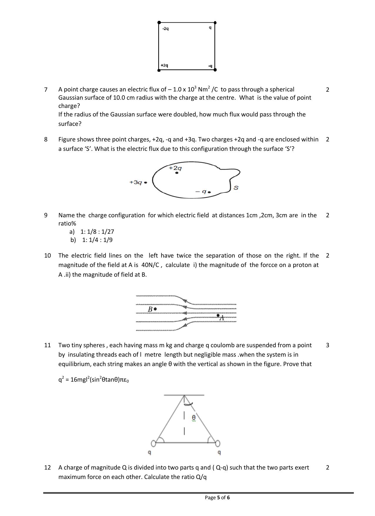 CBSE Worksheets for Class 12 Physics Electric Charges and Fields - Page 5