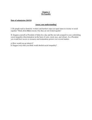CBSE Worksheets for Class 7 Geography Equality Assignment 3