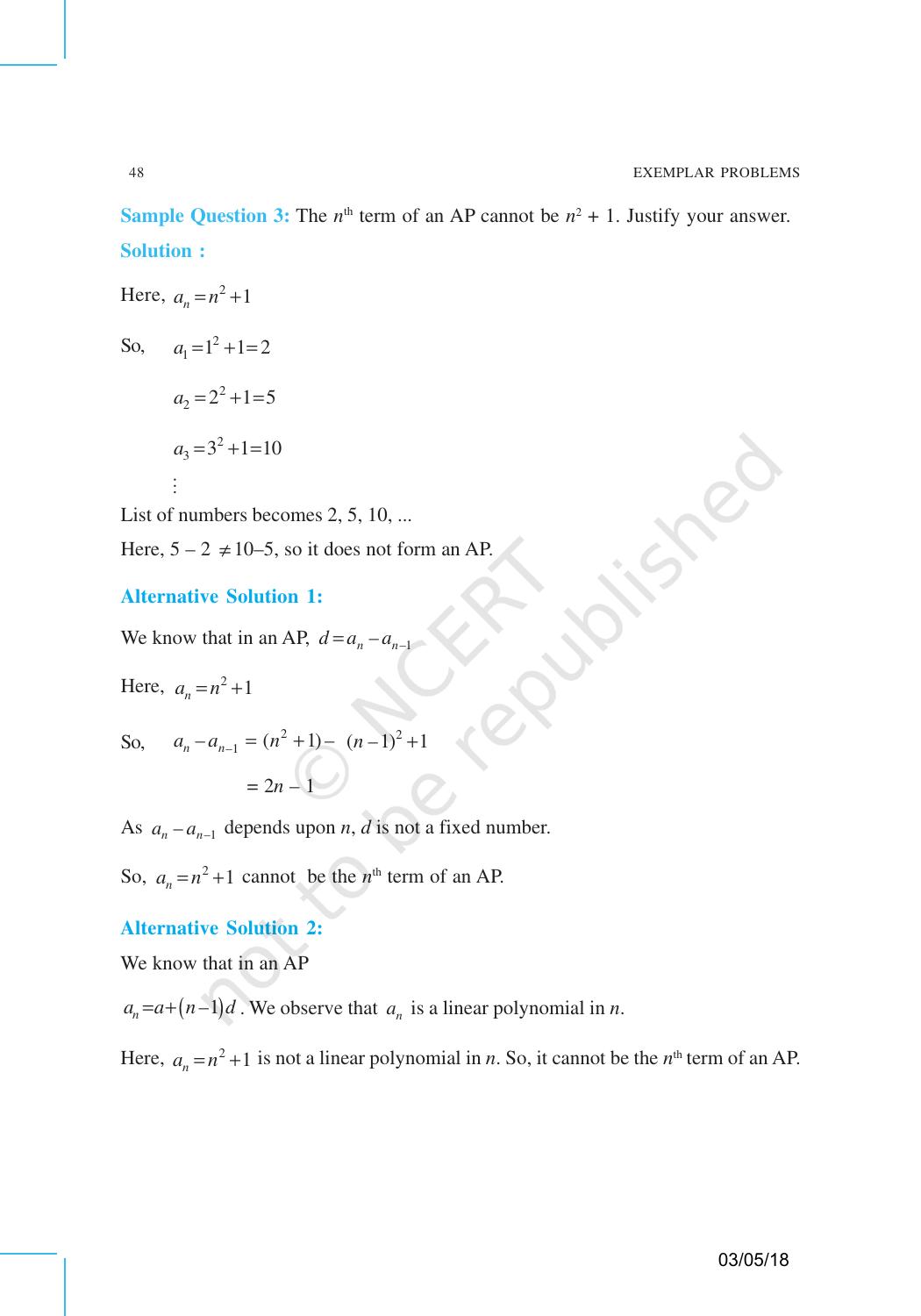 NCERT Exemplar Book for Class 10 Maths: Chapter 5 Arithmetic Progressions - Page 5