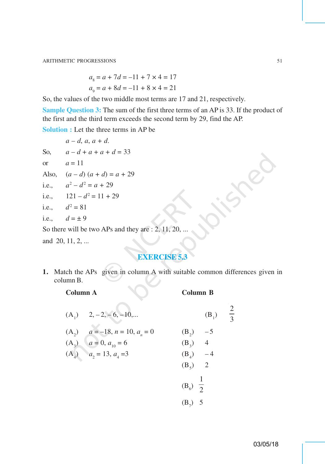 NCERT Exemplar Book for Class 10 Maths: Chapter 5 Arithmetic Progressions - Page 8