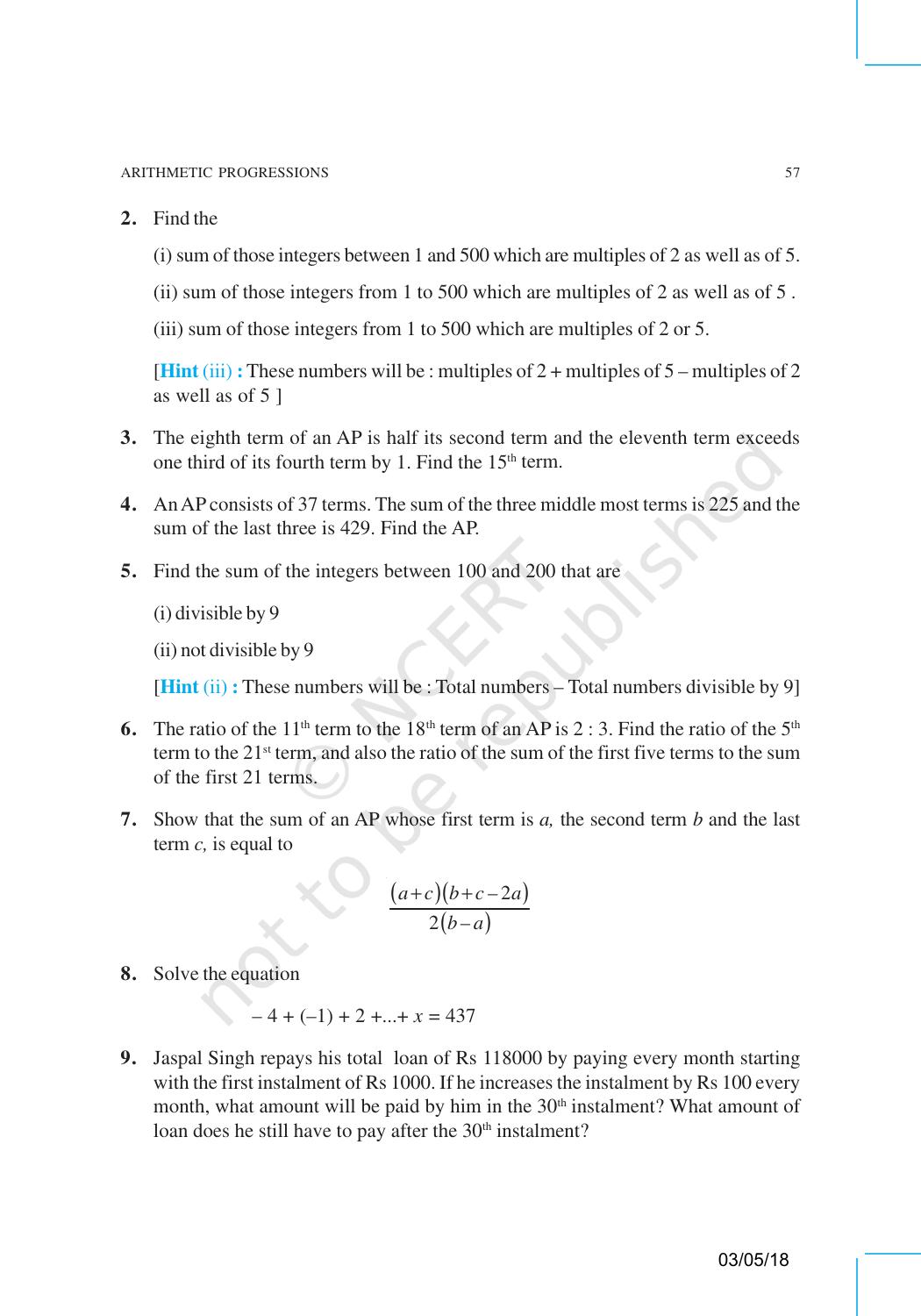 NCERT Exemplar Book for Class 10 Maths: Chapter 5 Arithmetic Progressions - Page 14