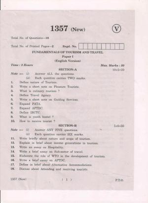 AP Inter 1st Year Fundamentals of Tourism and Travel-I (New) March-2019-Vocational Question Paper