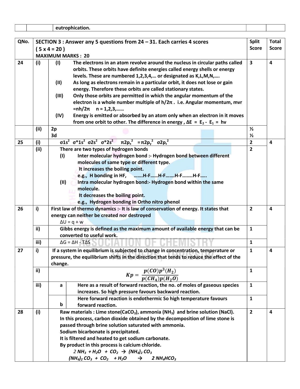 Kerala Plus One 2022 Chemistry Answer Key (Model) - Page 5